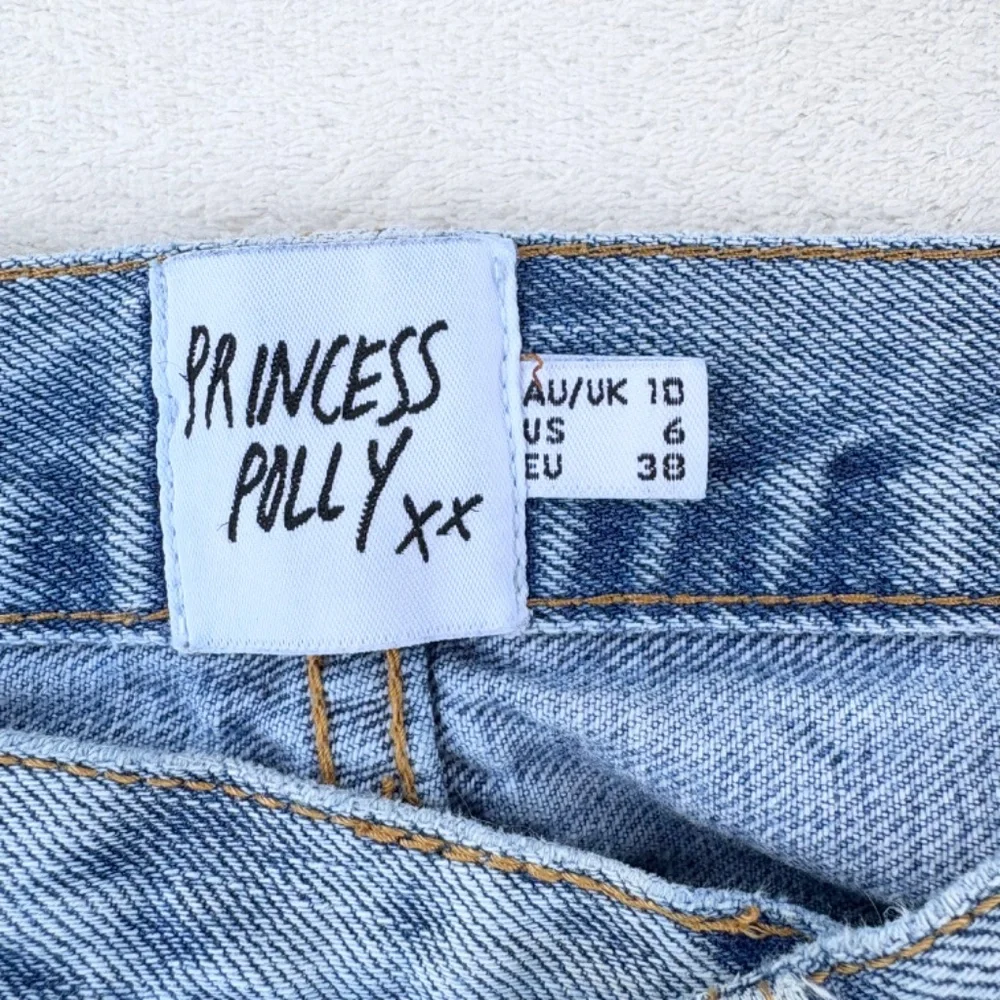 PRINCESS POLLY Holly‎ Asymmetric Straight-Leg Denim Jeans Womens 6 Mid-Wash